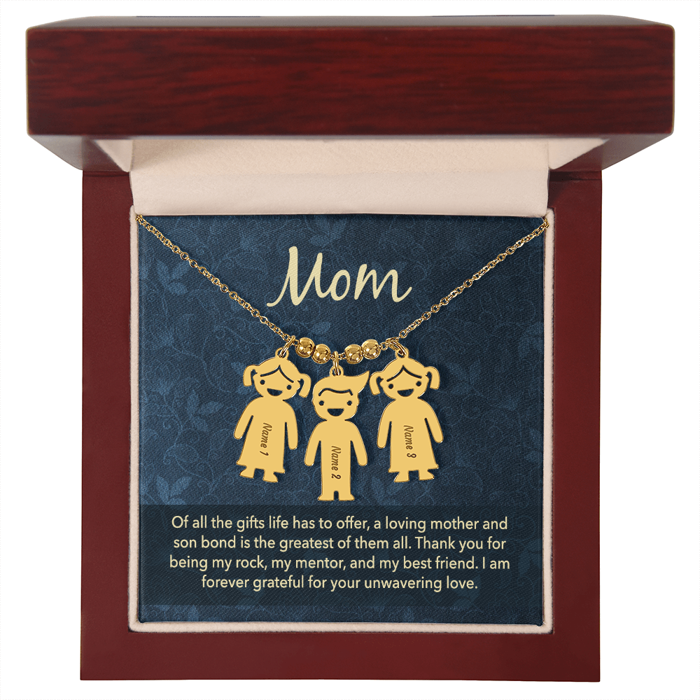 Personalized Engraved Kid Charm Necklace for Mom - Mother's Day Gift - Of all the Gifts Life has to Offer