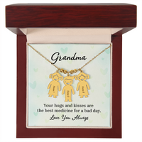 Personalized Engraved Kid Charm Necklace for Grandma - Mother's Day Gift - Your Hugs and Kisses