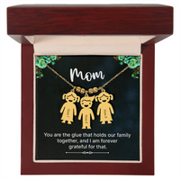 Personalized Engraved Kid Charm Necklace for Mom - Mother's Day Gift - You are the Glue that Holds our Family
