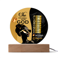 Acrylic Circle Plaque - She Who Kneels Before God