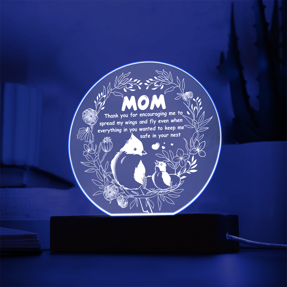 Acrylic Circle Plaque – Mom Gift to Spread Wings - TreasuredTale