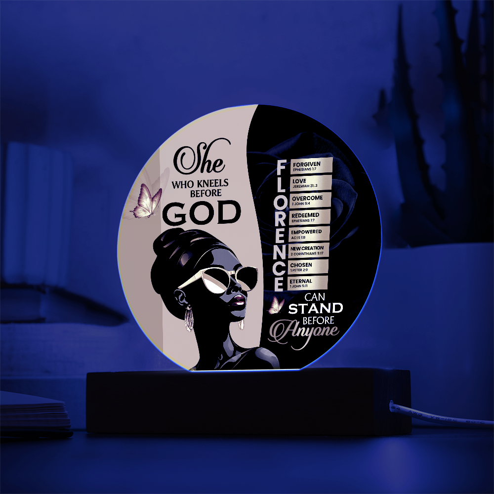 Acrylic Circle Plaque - She Who Kneels Before God