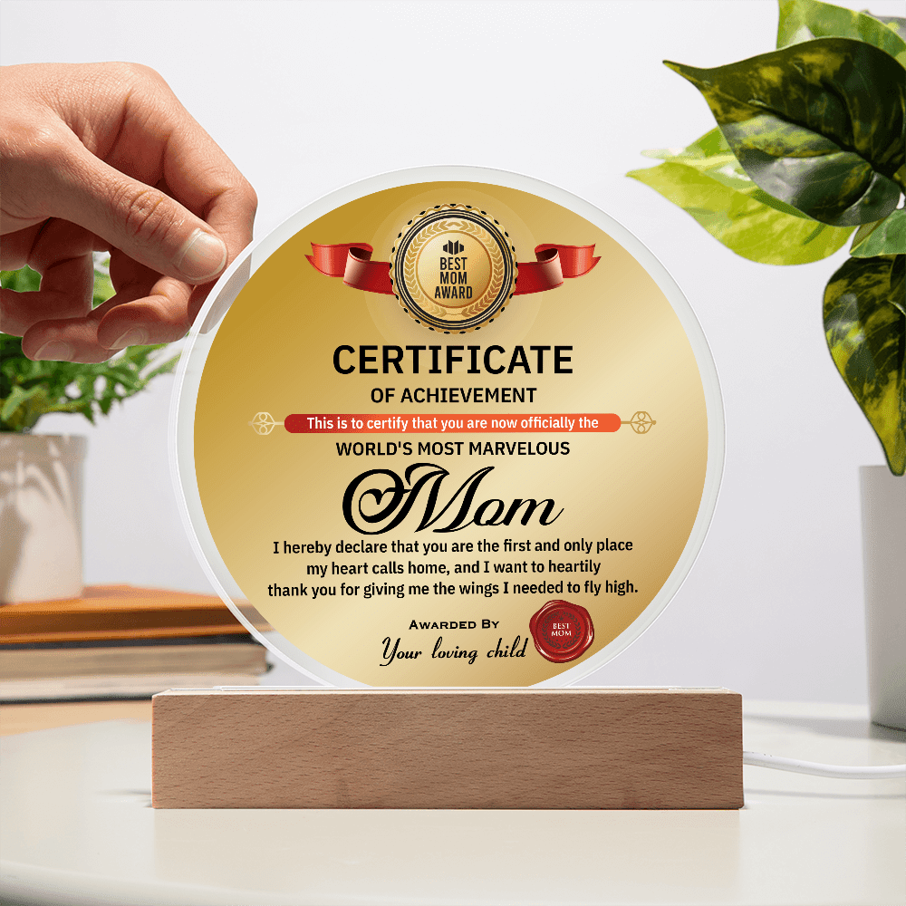 Acrylic Circle Plaque – World's Most Marvelous Mom Gift - TreasuredTale