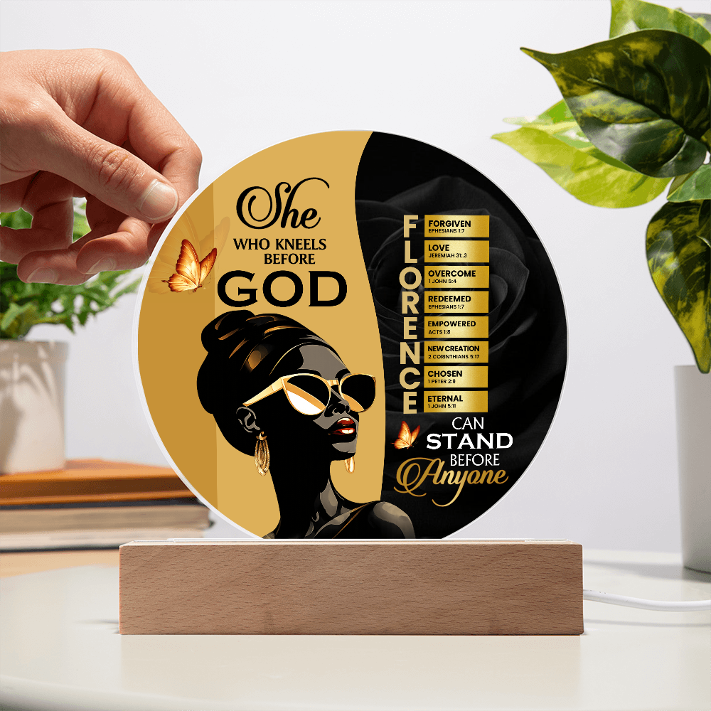 Acrylic Circle Plaque - She Who Kneels Before God