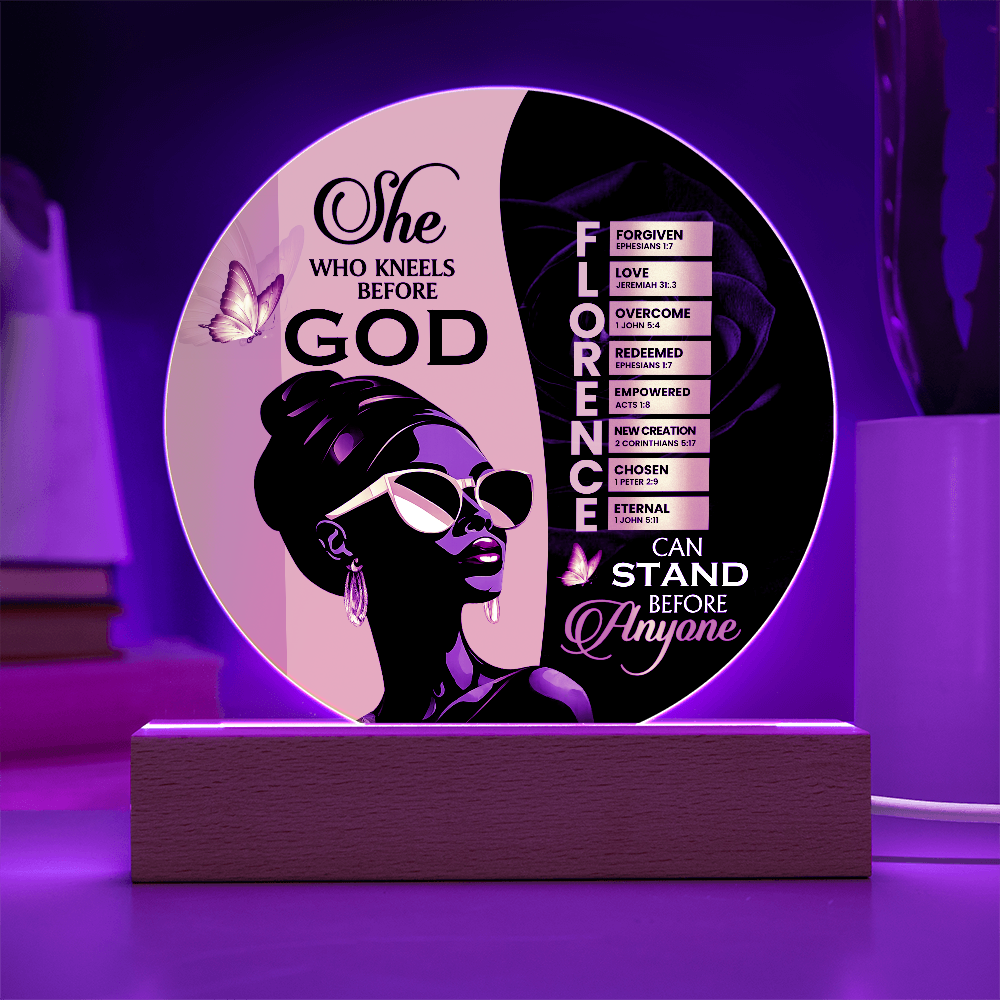 Acrylic Circle Plaque - She Who Kneels Before God