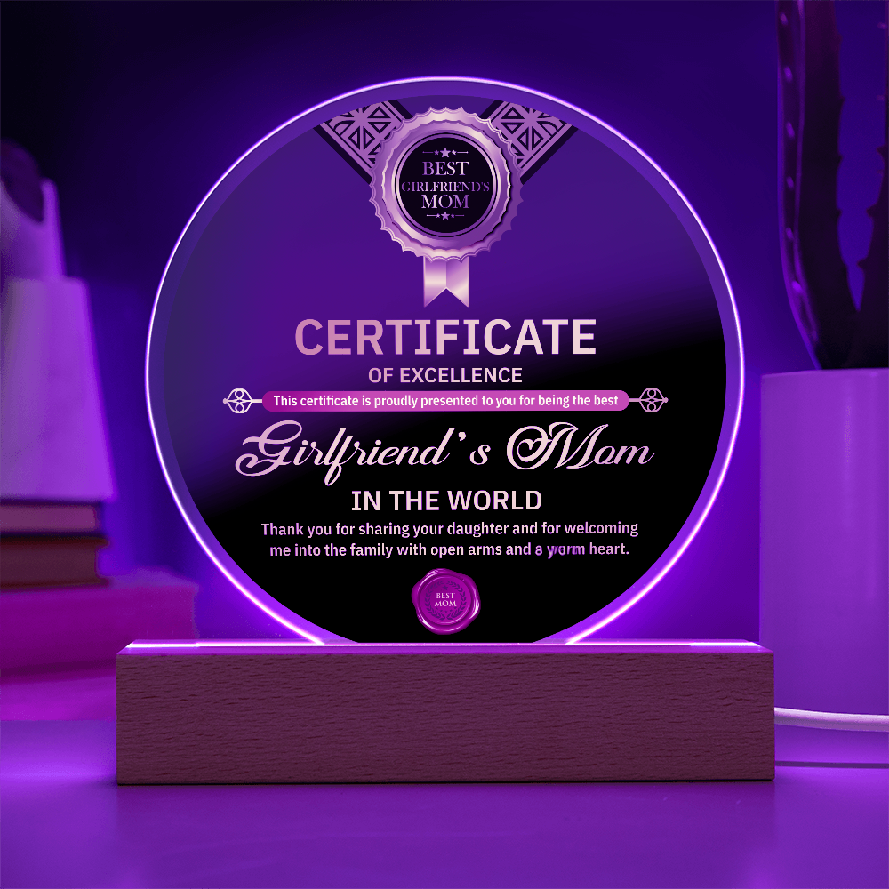 Acrylic Circle Plaque – Best Girlfriend's Mom Gift