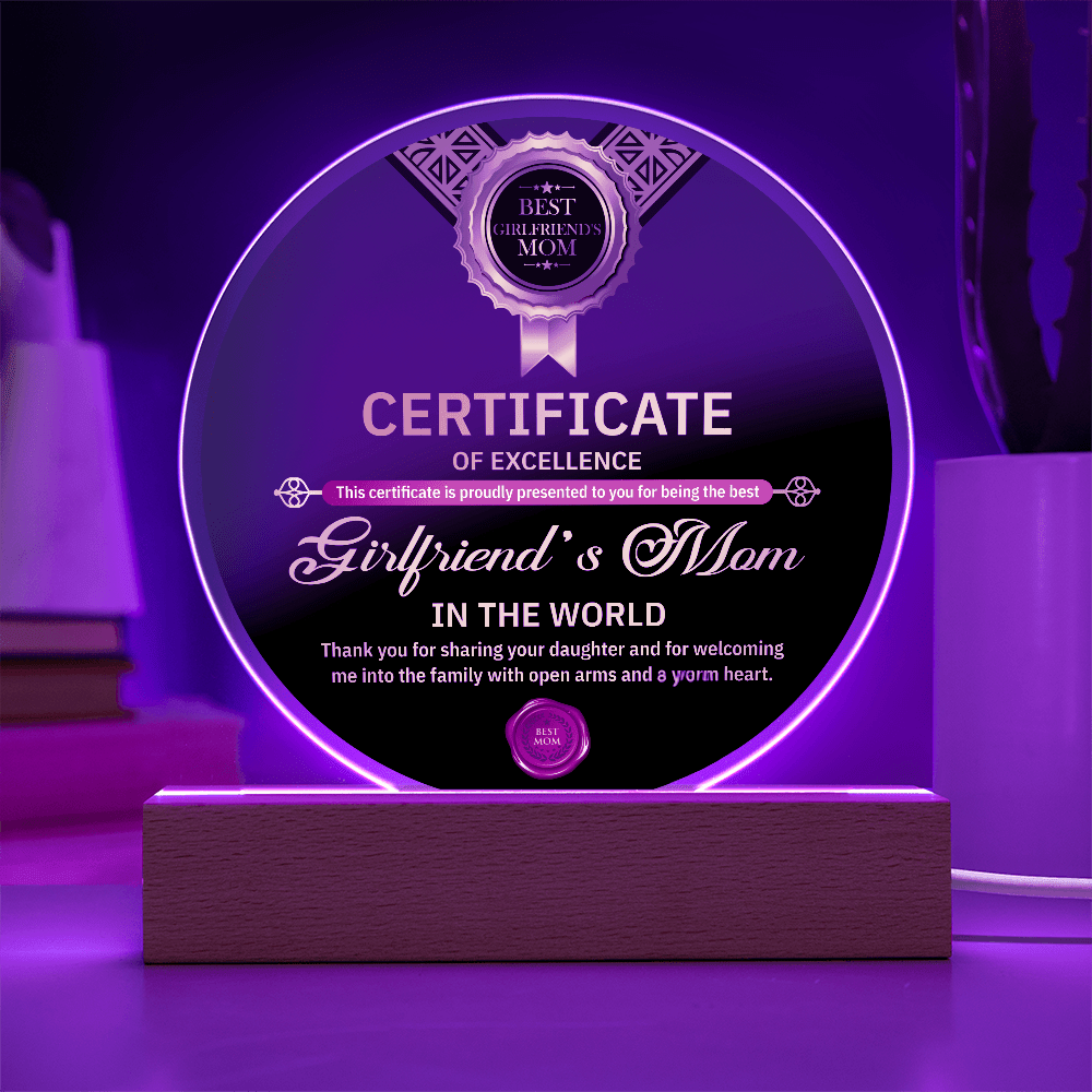 Acrylic Circle Plaque – Best Girlfriend's Mom Gift - TreasuredTale