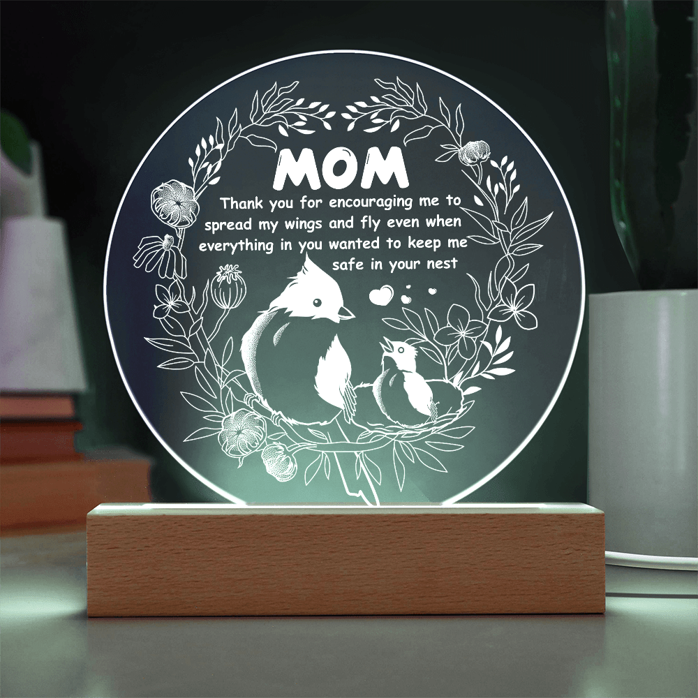 Acrylic Circle Plaque – Mom Gift to Spread Wings - TreasuredTale