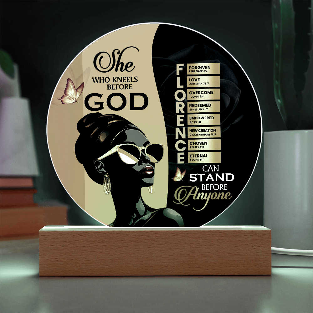 Acrylic Circle Plaque - She Who Kneels Before God