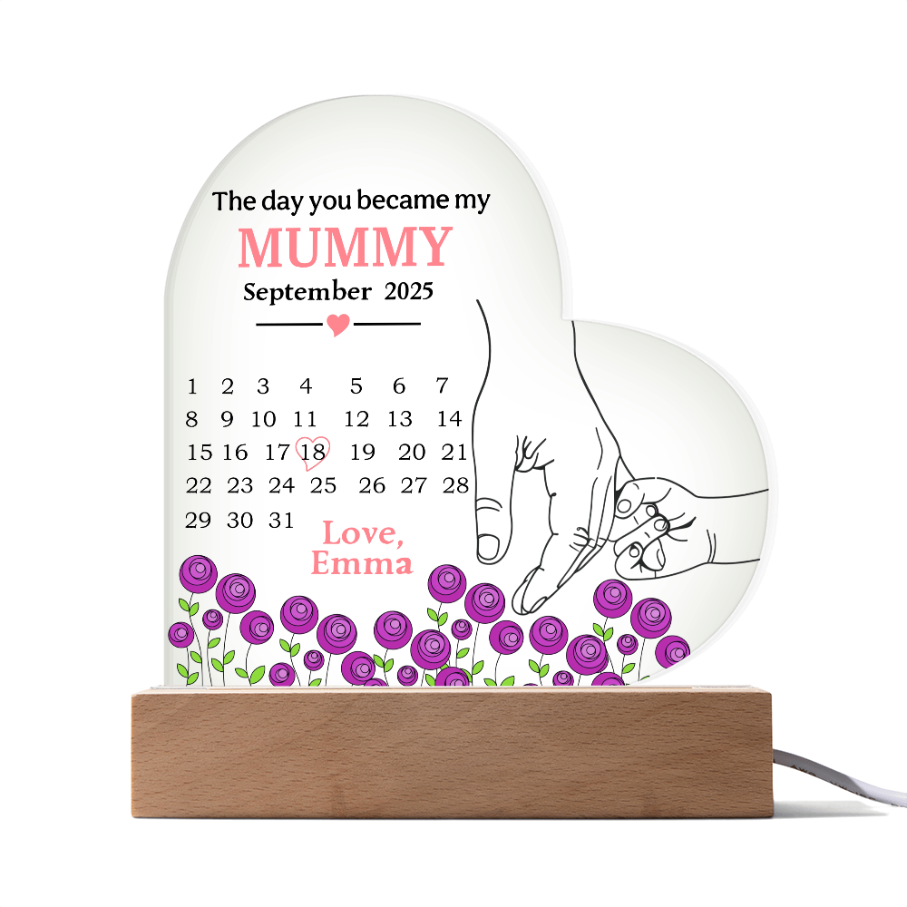 Personalized Acrylic Heart Plaque for Mummy - Mother's Day Gift – The Day You Became My Mummy