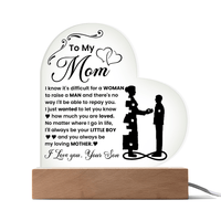 Acrylic Heart Plaque – Mom Gift from Loving Son - TreasuredTale