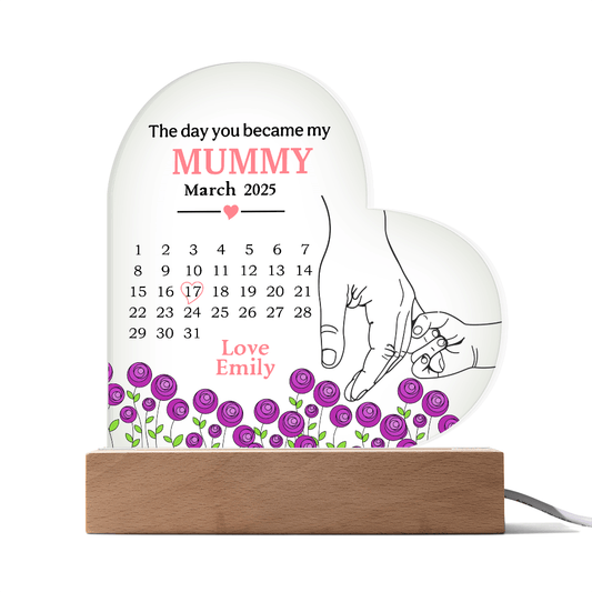 Acrylic Heart Plaque – The Day You Became My Mummy - TreasuredTale