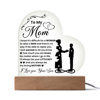 Acrylic Heart Plaque for Mom from Son - Mother's Day Gift
