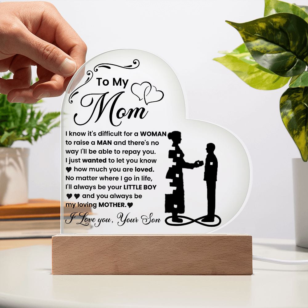 Acrylic Heart Plaque for Mom from Son - Mother's Day Gift