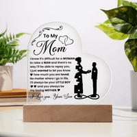 Acrylic Heart Plaque – Mom Gift from Loving Son - TreasuredTale