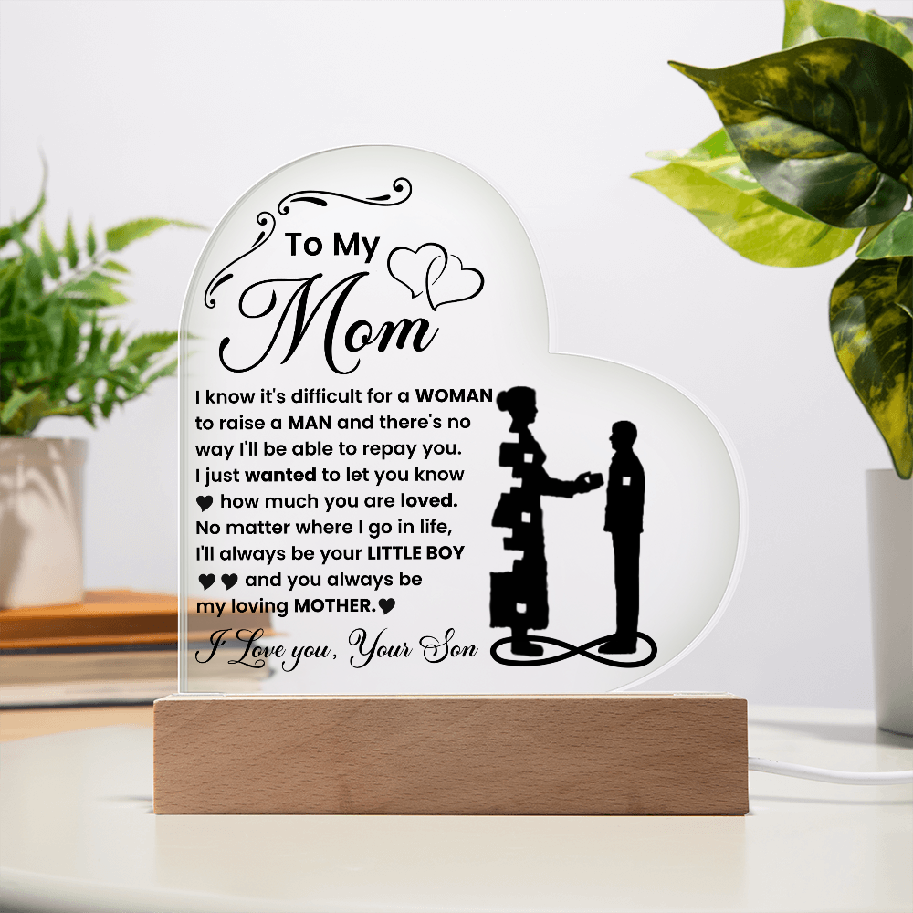 Acrylic Heart Plaque for Mom from Son - Mother's Day Gift