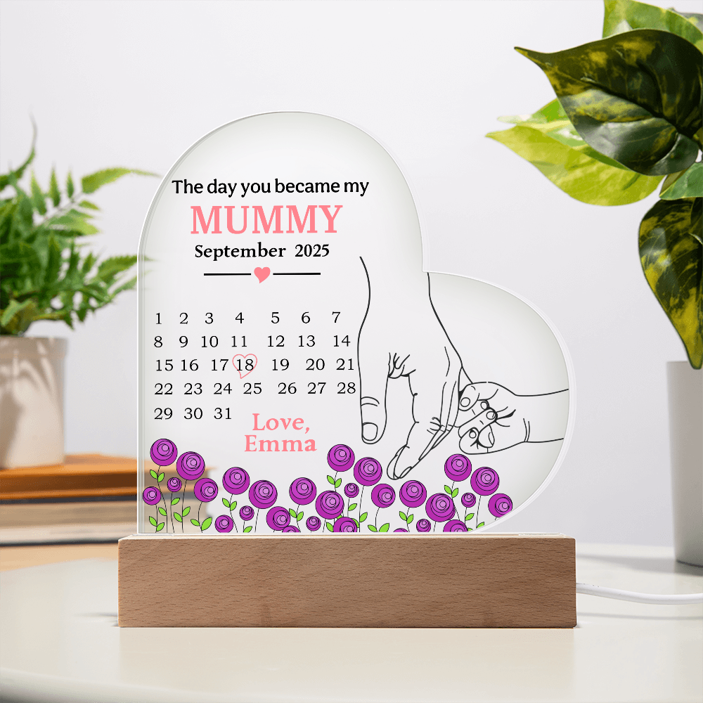 Personalized Acrylic Heart Plaque for Mummy - Mother's Day Gift – The Day You Became My Mummy