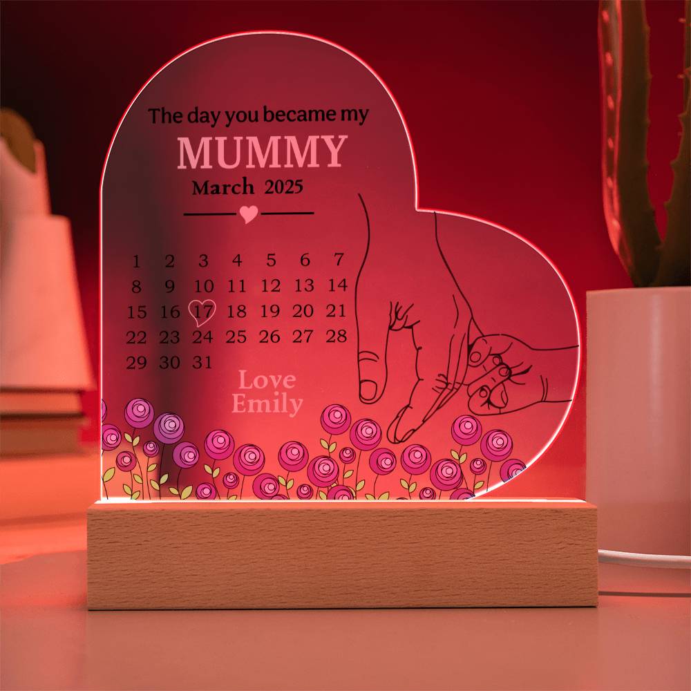 Acrylic Heart Plaque – The Day You Became My Mummy