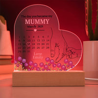 Acrylic Heart Plaque – The Day You Became My Mummy