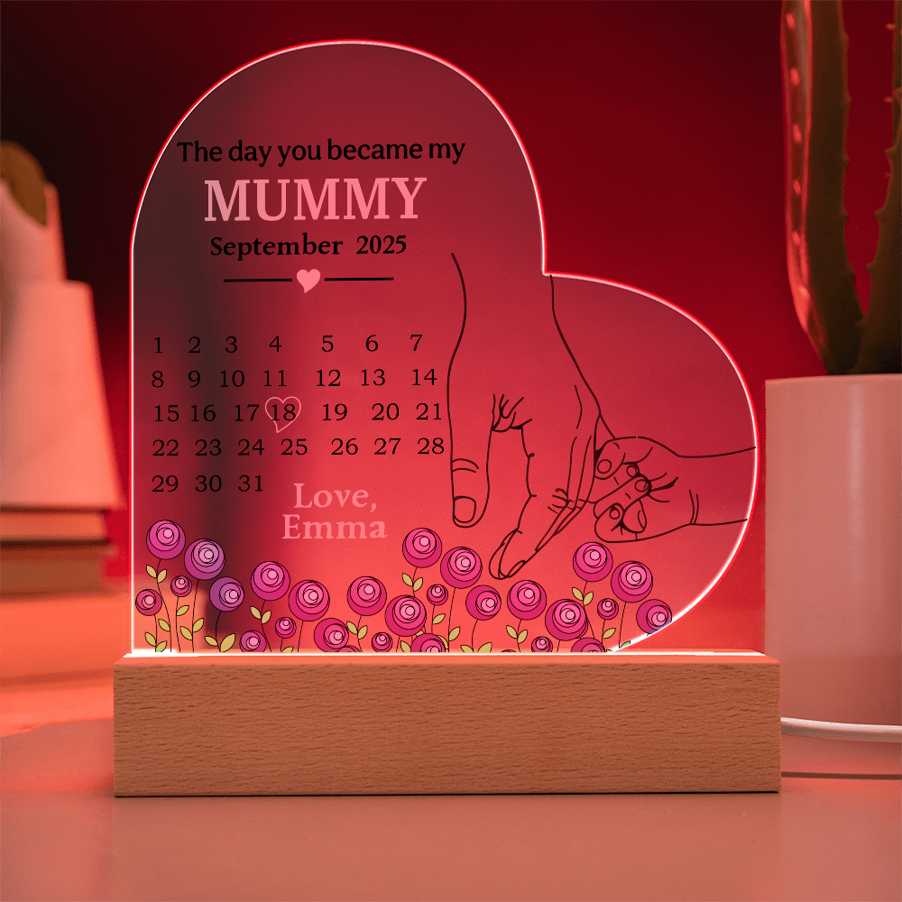 Personalized Acrylic Heart Plaque for Mummy - Mother's Day Gift – The Day You Became My Mummy