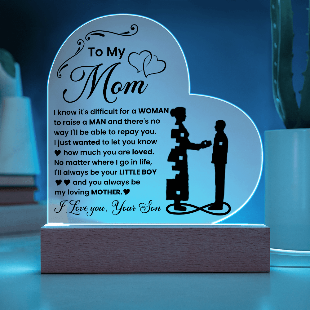 Acrylic Heart Plaque – Mom Gift from Loving Son - TreasuredTale
