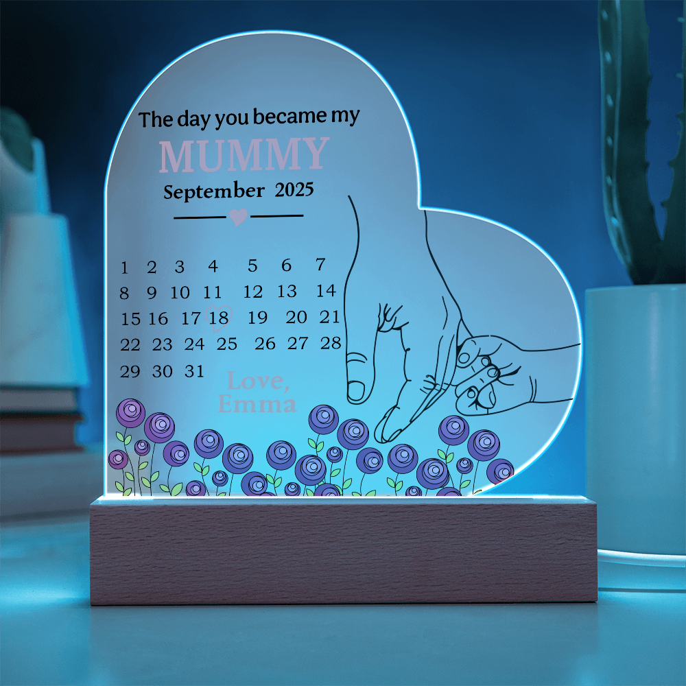 Personalized Acrylic Heart Plaque for Mummy - Mother's Day Gift – The Day You Became My Mummy