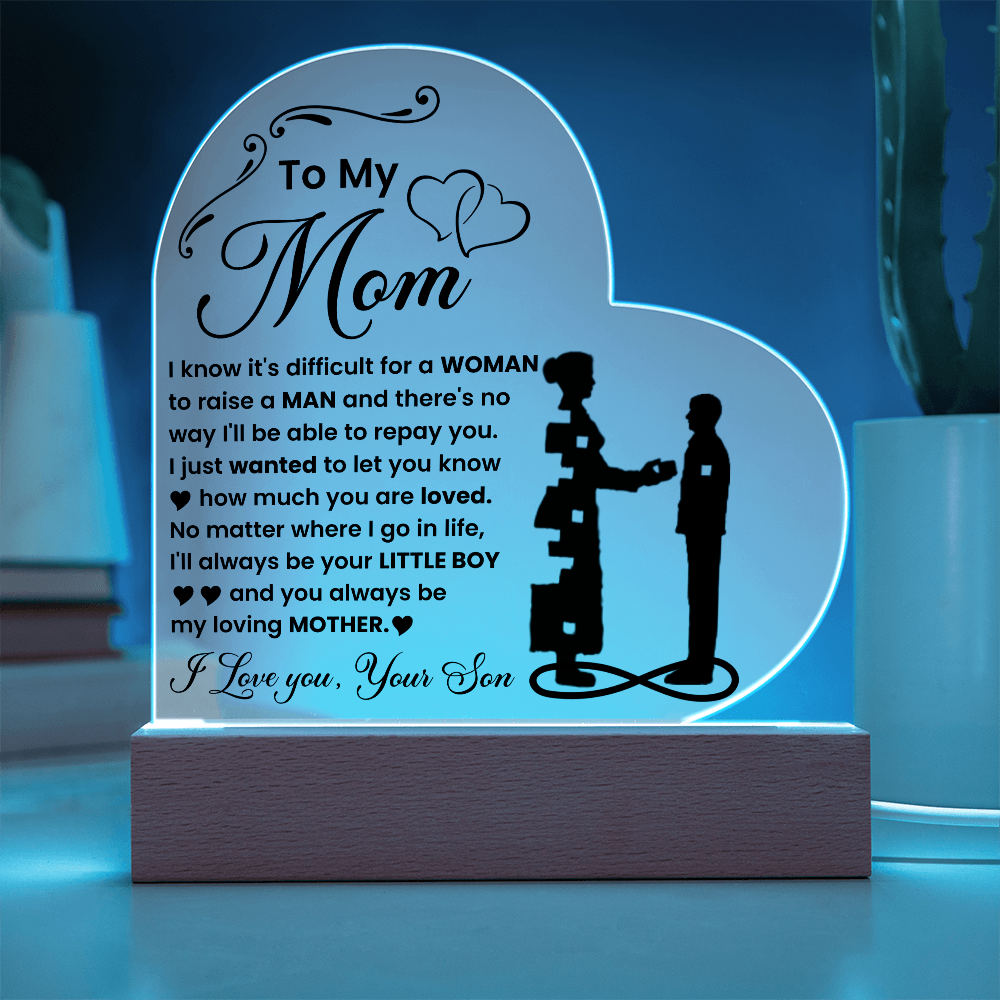 Acrylic Heart Plaque for Mom from Son - Mother's Day Gift