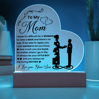 Acrylic Heart Plaque for Mom from Son - Mother's Day Gift