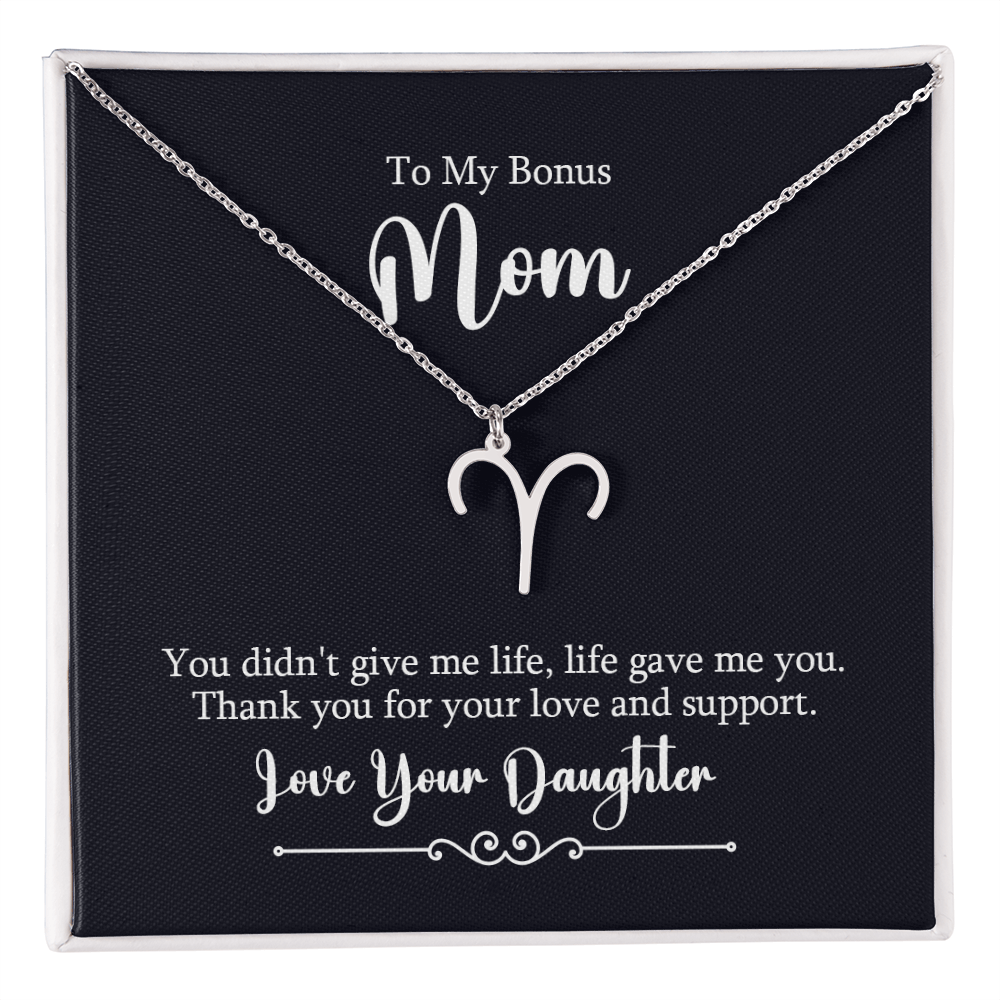 Zodiac Symbol Necklace for Stepmother / Bonus Mom from Daughter - Mother's Day Gift