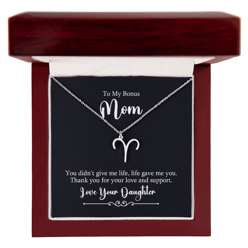 Zodiac Symbol Necklace for Stepmother / Bonus Mom from Daughter - Mother's Day Gift