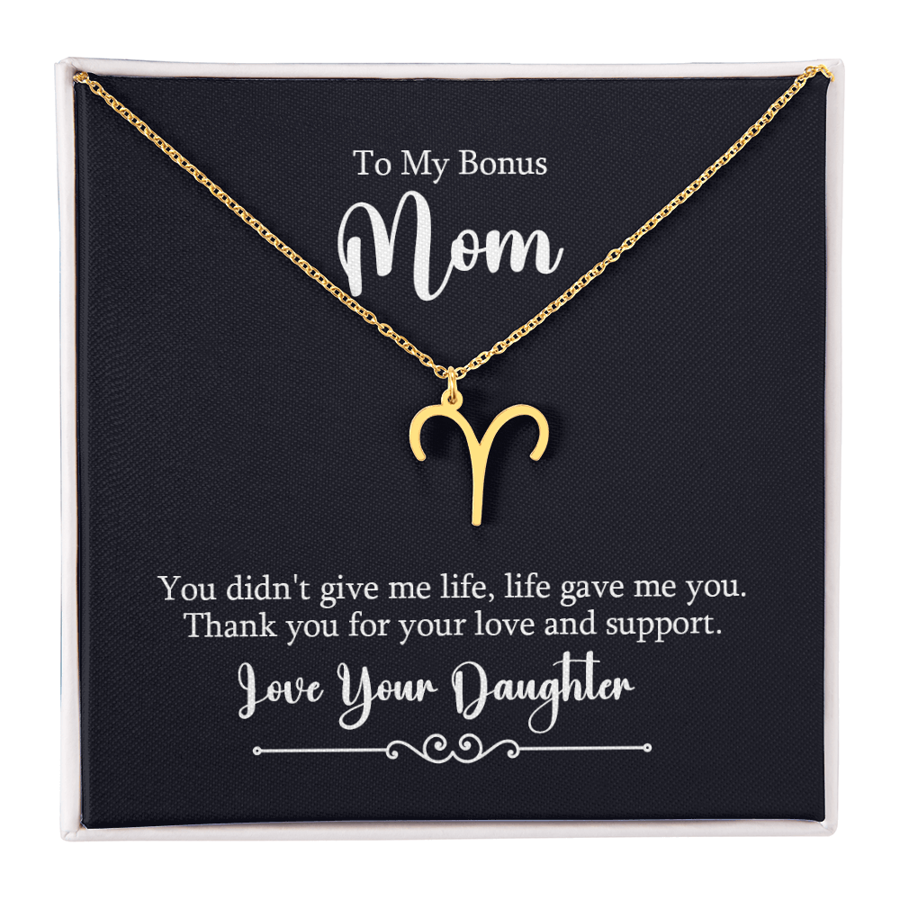 Zodiac Symbol Necklace for Stepmother / Bonus Mom from Daughter - Mother's Day Gift