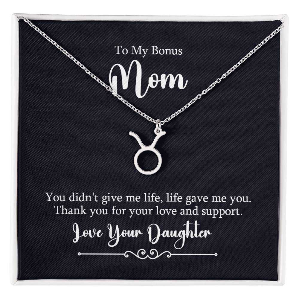 Zodiac Symbol Necklace for Stepmother / Bonus Mom from Daughter - Mother's Day Gift