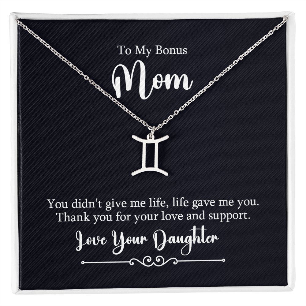 Zodiac Symbol Necklace for Stepmother / Bonus Mom from Daughter - Mother's Day Gift