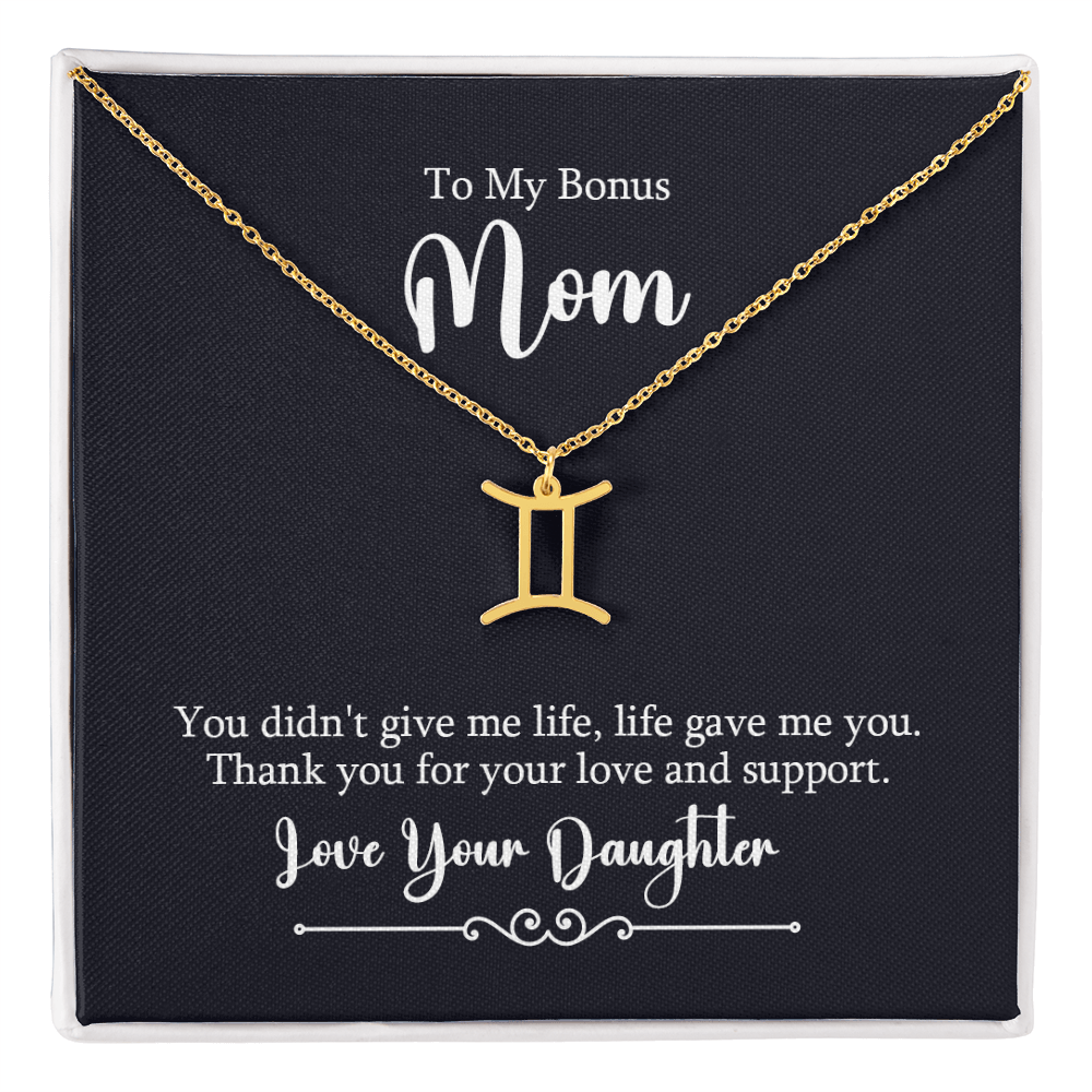 Zodiac Symbol Necklace for Stepmother / Bonus Mom from Daughter - Mother's Day Gift