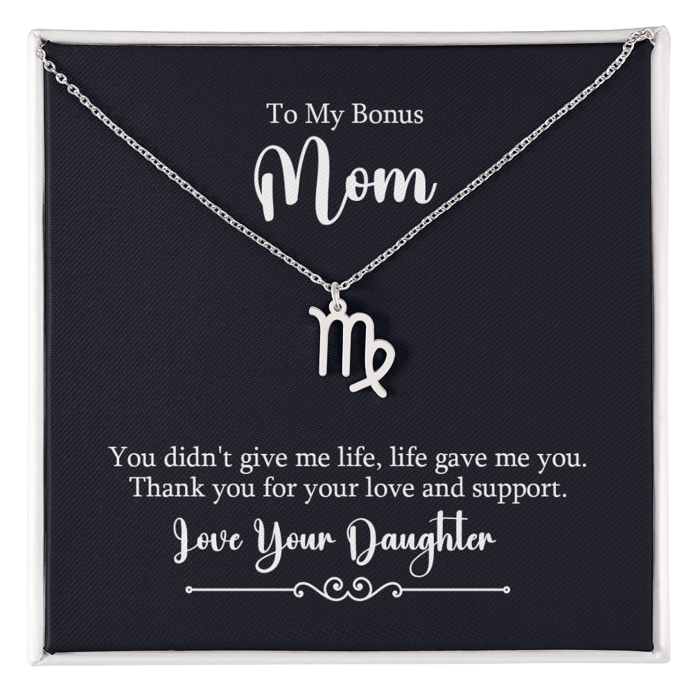 Zodiac Symbol Necklace for Stepmother / Bonus Mom from Daughter - Mother's Day Gift
