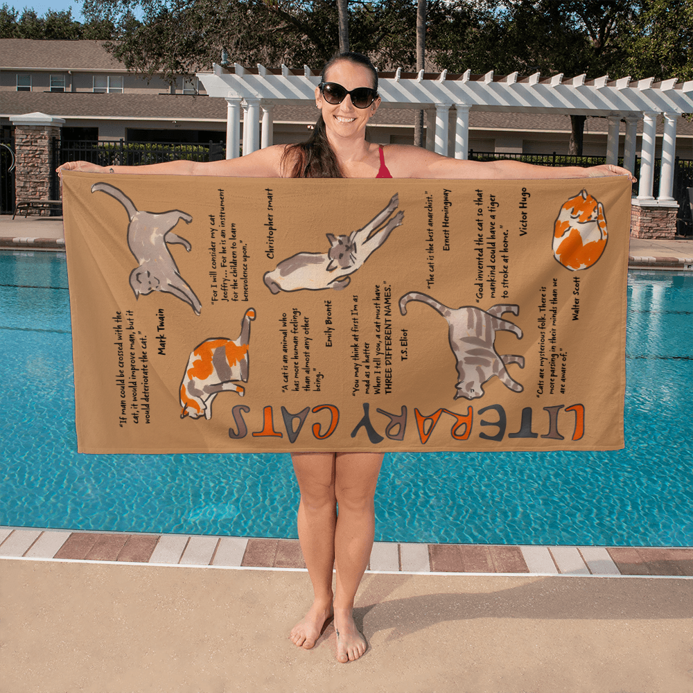 Bath Towel - Literary Cats