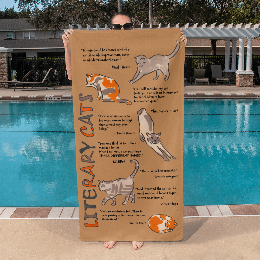 Bath Towel - Literary Cats