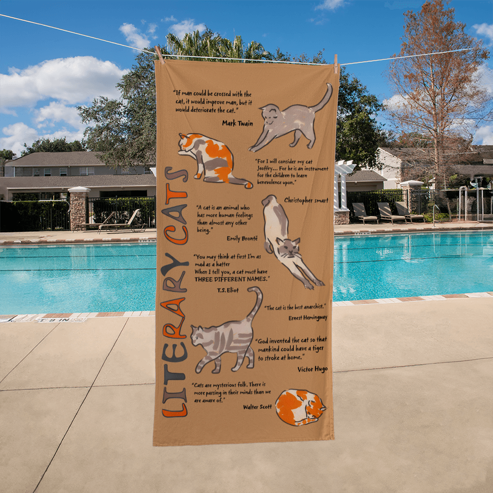 Bath Towel - Literary Cats