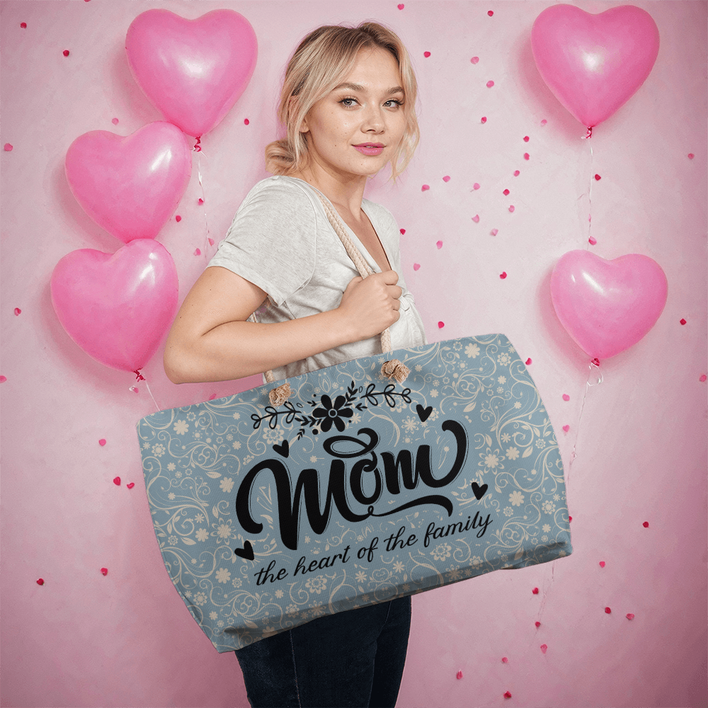 Weekender Tote for Mom - Mother's Day Gift - Mom the Heart of the Family