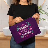 Fabric Zippered Pouch Large for Mom - Mother's Day Gift - Mom the Heart of the Family