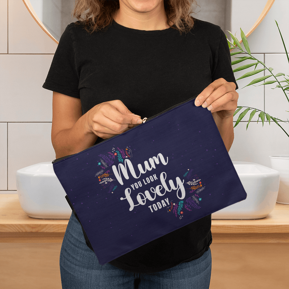 Fabric Zippered Pouch Large for Mum - Mother's Day Gift - Mum You Look Lovely Today