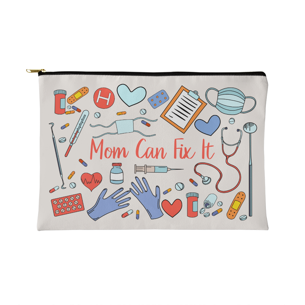 Fabric Zippered Pouch Small for Mom - Mother's Day Gift - Mom Can Fix It