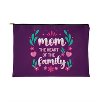 Fabric Zippered Pouch Smaill for Mom - Mother's Day Gift - Mom the Heart of the Family