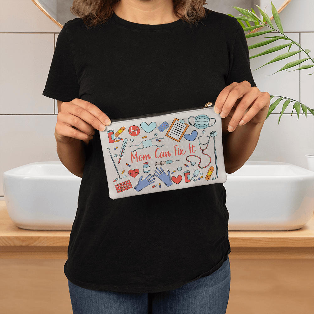 Fabric Zippered Pouch Small for Mom - Mother's Day Gift - Mom Can Fix It