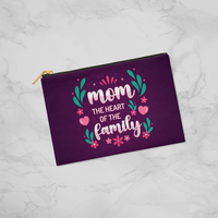 Fabric Zippered Pouch Smaill for Mom - Mother's Day Gift - Mom the Heart of the Family