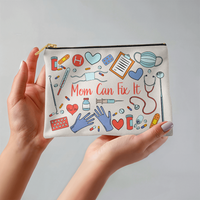 Fabric Zippered Pouch Small for Mom - Mother's Day Gift - Mom Can Fix It