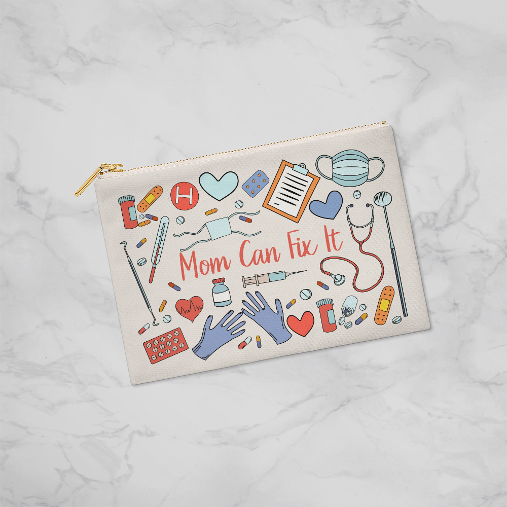 Fabric Zippered Pouch Small for Mom - Mother's Day Gift - Mom Can Fix It