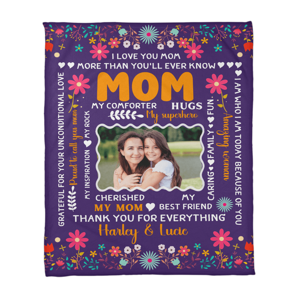 Custom Blanket – I Love You Mom Heartfelt Gift - TreasuredTale