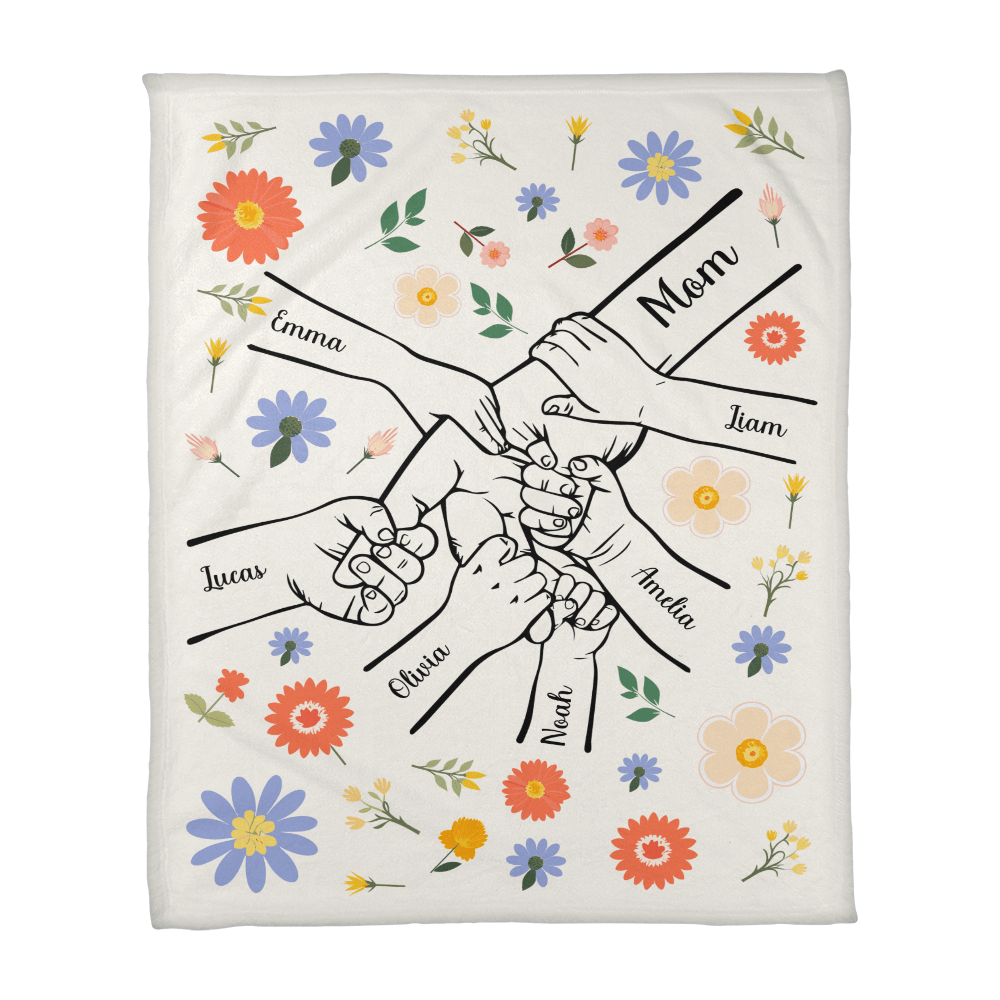 Personalized Kids Hands Blanket for Mom - TreasuredTale