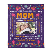 Personalized Coral Fleece Blanket (Portrait) for Mom from Daughter - Mother's Day Gift